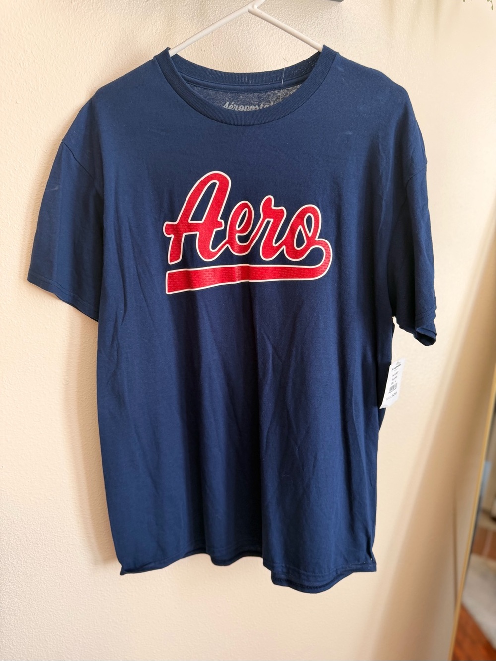 Navy Graphic Tee with Red Logo